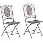 Beliani - lot de 2 chaises de bistrot extrieur pliantes en mtal vieilli noir bormio