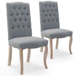 Lot de 2 chaises capitonn�es jade tissu gris