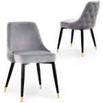 Lot de 2 chaises capitonnées en velours gris dorina Lot de 2 chaises capitonnées en velours gris dorina