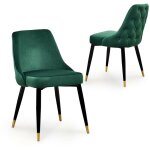 Deco in paris - lot de 2 chaises capitonnées en velours vert dorina Deco in paris - lot de 2 chaises capitonnées en velours vert dorina