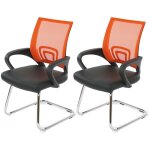 Mendler - lot de 2 chaises de confrence / chaise visiteurs ancona, simili - cuir, orange