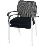 Lot de 2 chaises de confrence / visiteur tulsa, empilable, tissu sige noir, dossier noir