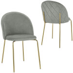 Lot de 2 chaises design en velours gris kenneth