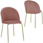 Lot de 2 chaises design en velours rose kenneth