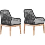 Lot de 2 chaises fauteuils de jardin noires avec coussins d'assise dhoussables et accoudoirs confortables ...