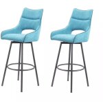 Meubletmoi - lot de 2 chaises hautes de bar tissu bleu - roy