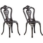 Beliani - lot 2 chaises de jardin en aluminium effet m�tal vieilli marron fonc� avec dossier et pieds ...