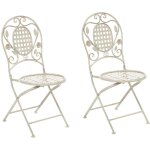 Beliani - lot 2 chaises de jardin bistrot blanc cass pliantes pour patio terrasse ou balcon au style ...