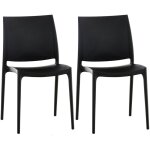 Lot de 2 chaises de jardin empilables maya en plastique noir