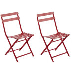 Lot de 2 chaises de jardin métal pliante greensboro groseille - hesperide Lot de 2 chaises de jardin métal pliante greensboro groseille - hesperide