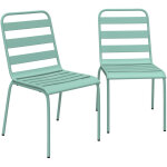 Lot de 2 chaises de jardin - outsunny - empilables - pour salle � manger ext�rieure - m�tal - vert