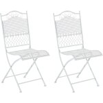 Lot de 2 chaises de jardin pliables kiran en fer blanc