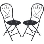 Lot de 2 chaises de jardin pliantes en m�tal fa�on fer forg� - anthracite - guermantes de mylia