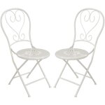 Lot de 2 chaises de jardin pliantes en m�tal fa�on fer forg� - blanc - guermantes de mylia
