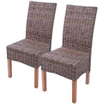 Lot de 2 chaises m44 salle � manger, rotin kubu / bois, 47x52x97cm - sans coussins