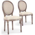 Lot de 2 chaises mdaillon louis xvi tissu beige
