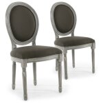 Paris prix - lot de 2 chaises médaillon 'quing' tissu gris Paris prix - lot de 2 chaises médaillon 'quing' tissu gris