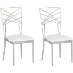 Beliani - lot 2 chaises en métal argenté avec assise en simili - cuir blanc pour salle à manger cuisine ... Beliani - lot 2 chaises en métal argenté avec assise en simili - cuir blanc pour salle à manger cuisine ...