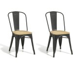 Lot de 2 chaises en mtal graphite et bois chne claire, meet