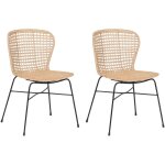 Lot de 2 chaises moderne et exotique en rotin beige et pieds en m�tal pour salon traditionnel beliani ...