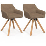 Lot de 2 chaises pivotantes de salle � manger, fauteuils de table jany en velours c�tel� taupe