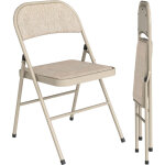 Lot de 2 chaises pliantes homcom chaises de salle � manger portables avec coussin en lin et cadre en ...