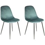 Lot de 2 chaises repas 42, 5x44x87 cm en velours ctel bleu