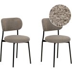 Beliani - lot 2 chaises de salle � manger au design moderne en boucl� rembourr� taupe casey
