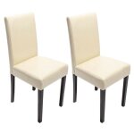 Lot de 2 chaises de salle  manger littau, cuir, crme, pieds foncs