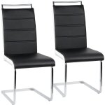 Lot de 2 chaises de salle  manger pitement chrom revtement synthtique noir et blanc
