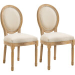 Lot de 2 chaises de salle � manger - chaise de salon m�daillon style louis xvi - bois massif sculpt�, ...