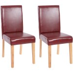 Mendler - lot de 2 chaises de s�jour littau, simili - cuir, brun rouge, pieds clairs
