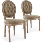 Lot de 2 chaises de style mdaillon louis xvi bois patin & simili capitonn taupe