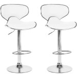Lot de 2 chaises tabourets de bar en cuir pu blanc et mtal brillant pivotantes et rglables pour cuisine ...