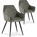 Lot de 2 chaises victoria en velours gris pieds noir