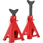 Lot de 2 chandelles - jusqu'à 6000 kg par chandelle - h. 375 - 592 mm - 4 pieds - acier rouge noir Lot de 2 chandelles - jusqu'à 6000 kg par chandelle - h. 375 - 592 mm - 4 pieds - acier rouge noir