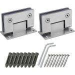 Lot de 2 charni�res de porte de douche � 90 degr�s avec vis, 4 mm d'�paisseur, en acier inoxydable pour ...