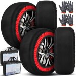Lot de 2 chaussettes � neige pour pneus automobiles chaussettes � neige en tissu cha�nes pour voiture ...