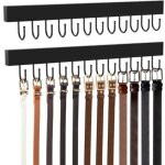 Lot de 2 cintres muraux en bois avec 24 crochets m�talliques, rotation � 360�, grande capacit�, noir