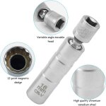 Lot de 2 cle a bougie magn�tique 16mm / 14mm longue, extracteur de douille bougie, 3 / 8  - 10mm flexible ...