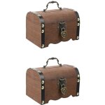 Lot de 2 coffres de rangement décoratifs en bois pour jouets, boîtes à souvenirs, tirelire, homme, bébé, ... Lot de 2 coffres de rangement décoratifs en bois pour jouets, boîtes à souvenirs, tirelire, homme, bébé, ...