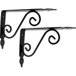 Lot de 2 consoles d'�tag�res d�coratives 200x126x25 mm - couleur: noir -  effet fer forg�  supports �querres ...