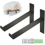 Lot de 2 console support tagre mural l. 220 mm 35mm paisseur support pour tagre en acier noir