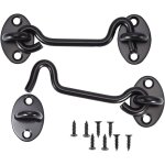 Lot de 2 crochets et verrous pour porte de cabane, verrous de porte en acier inoxydable noir avec vis ...