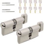 Lot de 2 cylindres de serrure 30 / 30, 35 / 35, 40 / 40, avec 5 cl�s, cylindre profil�, double cylindre, ...