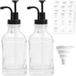 Lot de 2 distributeurs de sirop en verre de 500 ml avec pompes et �tiquettes pour sirop de caf�, cuisine, ...
