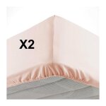 Lot de 2 draps housse bonnet 30 cm 2 personnes 140 x 190 cm microfibre oscar nude Lot de 2 draps housse bonnet 30 cm 2 personnes 140 x 190 cm microfibre oscar nude