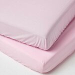 Homescapes - lot de 2 draps housse lit bb en coton gyptien 200 fils rose, 70 x 140 cm