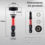 Lot de 2 embouts ph2 magn�tiques 1 / 4  pour placo - embout tournevis � positionnement pour pl�tre et ...