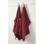 Lot de 2 essuie - mains gaze de coton 50 x 70 cm gaia lie de vin bordeaux
